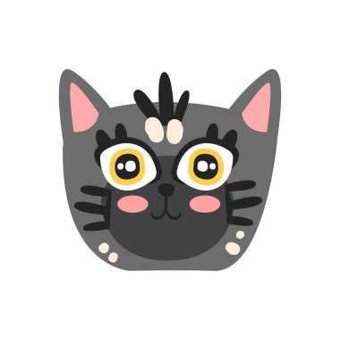 Cute grey kitten head clipart