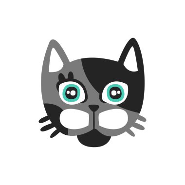 Sevimli siyah ve Gri kedi kafa