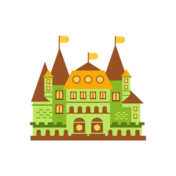 Castillo real de cuento de hadas verde — Vector de stock