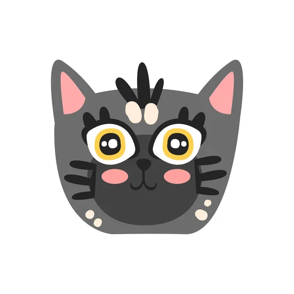可爱的灰色小猫头 — 图库矢量图片