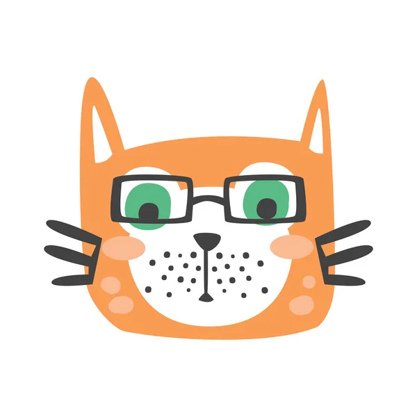 Linda cabeza de gato rojo en gafas — Archivo Imágenes Vectoriales