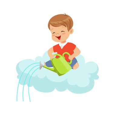 Su dökme mutlu küçük boy gülümseyerek