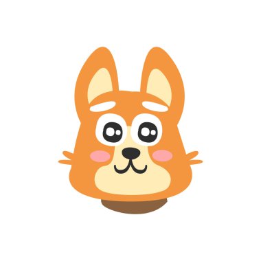 Tatlı kırmızı köpek suratı, komik Karikatür hayvan karakter, sevimli yerli evde beslenen hayvan vektör çizim