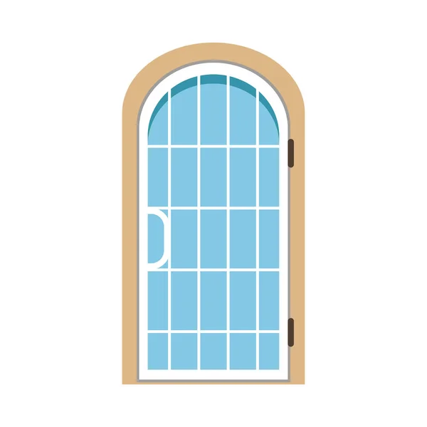 Porta dianteira arqueada de vidro, ilustração elegante fechada do vetor da porta —  Vetores de Stock