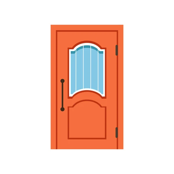 Porta de entrada laranja para casa, fechado elegante porta vetor ilustração —  Vetores de Stock