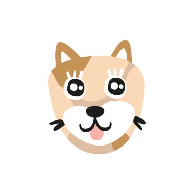 Şirin kahverengi köpek suratı, komik Karikatür hayvan karakter, sevimli yerli evde beslenen hayvan vektör çizim