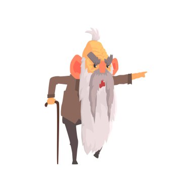 Kızgın ihtiyar agresif yüz ifadeleri, öfkeli komuta sizde karikatür vektör çizim ile