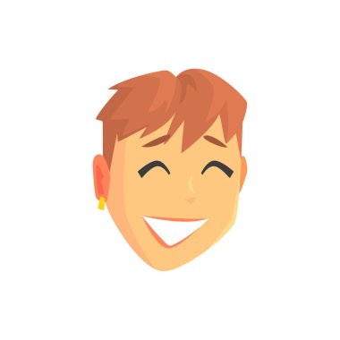 Kısa saçlı, pozitif kadın karakter karikatür vektör çizim genç güzel bir gülümseyen kadın yüzü