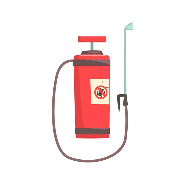 灭绝的昆虫，虫害控制服务卡通矢量插画的红色压力喷雾器 — 图库矢量图片