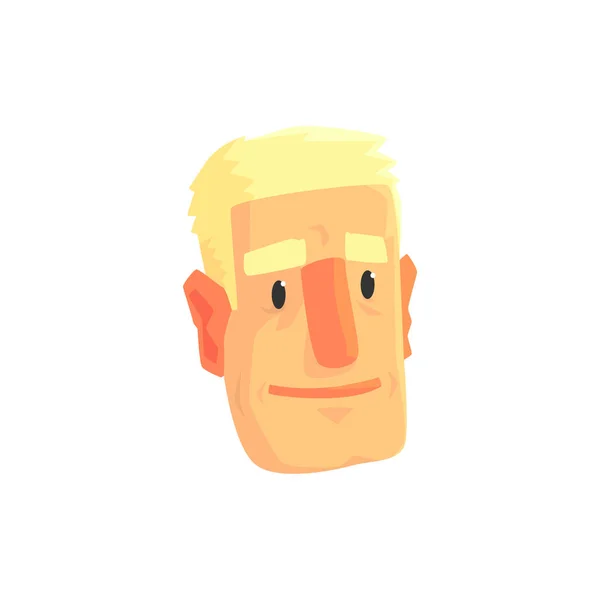 Młoda blond człowiek twarz avatar, pozytywne męski charakter kreskówka wektor ilustracja — Wektor stockowy