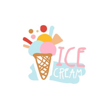 Restoran, bar, Cafe, menü, tatlı Dükkanı, renkli için rozet, dondurma logo şablonu çizilmiş vektör çizim el