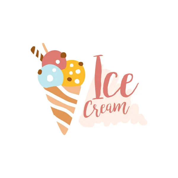 Logo lody, elementu dla Restauracja, bar, kawiarnia, menu, słodki sklep, kolorowe ręcznie rysowane wektor ilustracja — Wektor stockowy