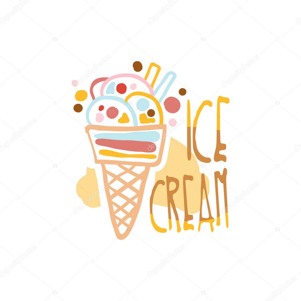 Ice cream logo template, element for restaurant, bar, cafe, menu, sweet