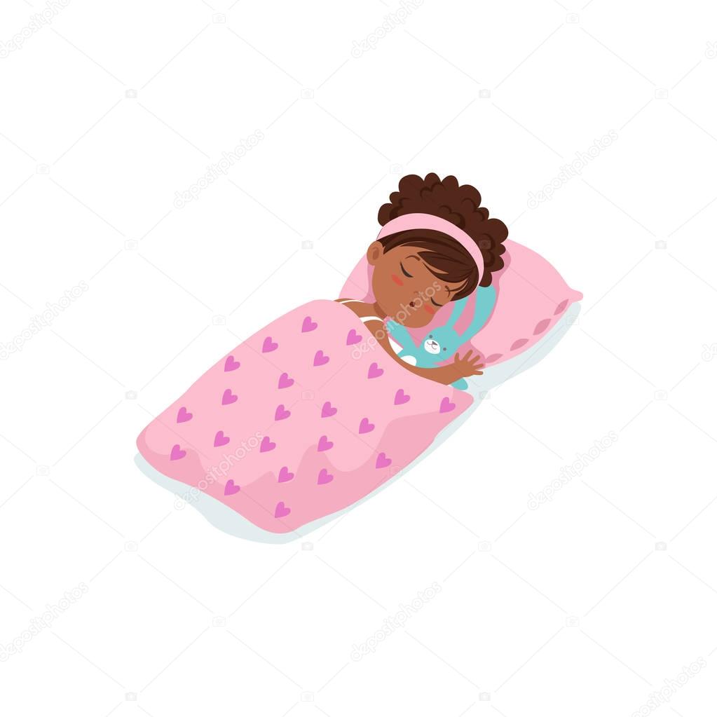 Adorable african little girl sleeping on her bed cartoon ...
 Girl Sleeping Cartoon