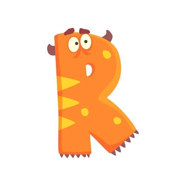 Caricatura personaje monstruo letra R — Vector de stock