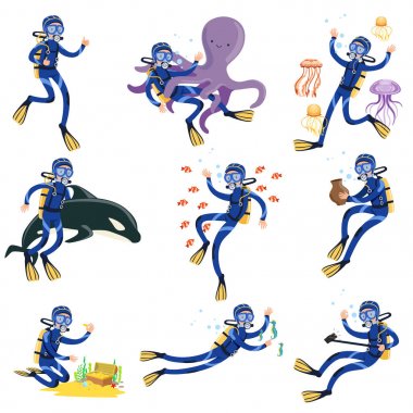 Diving and snorkeling set clipart