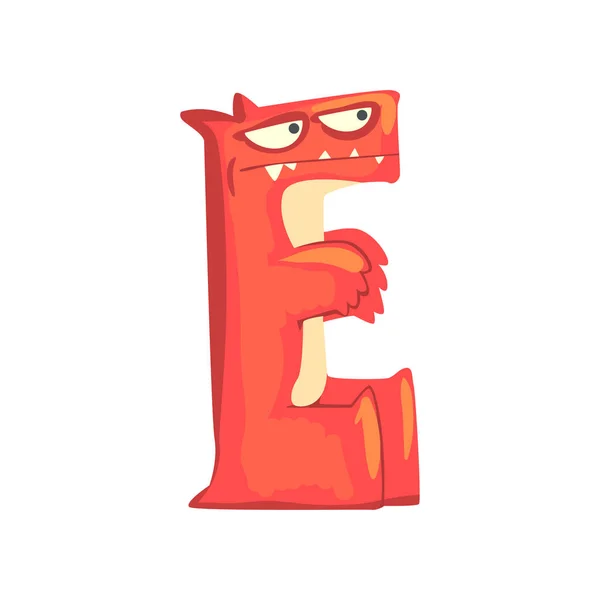Caricatura carácter monstruo letra E — Archivo Imágenes Vectoriales