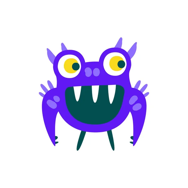 Grappige blauwe toothy cartoon monster — Stockvector