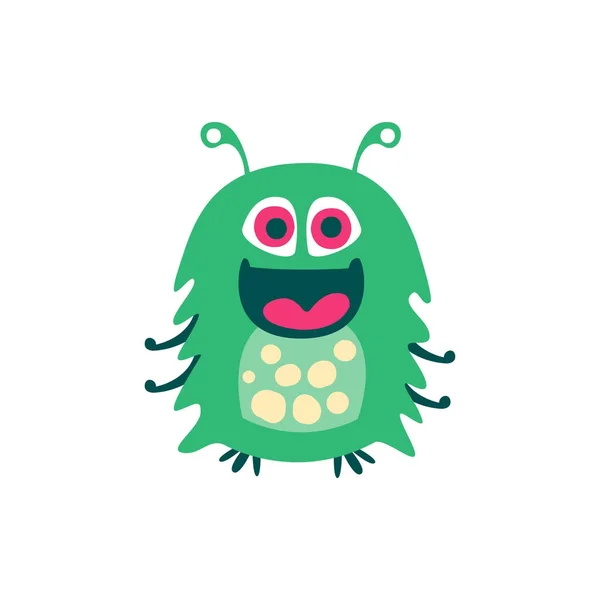 Schattige lachende groene cartoon monster — Stockvector