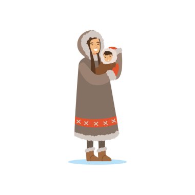 Chukchi woman in traditional costume clipart