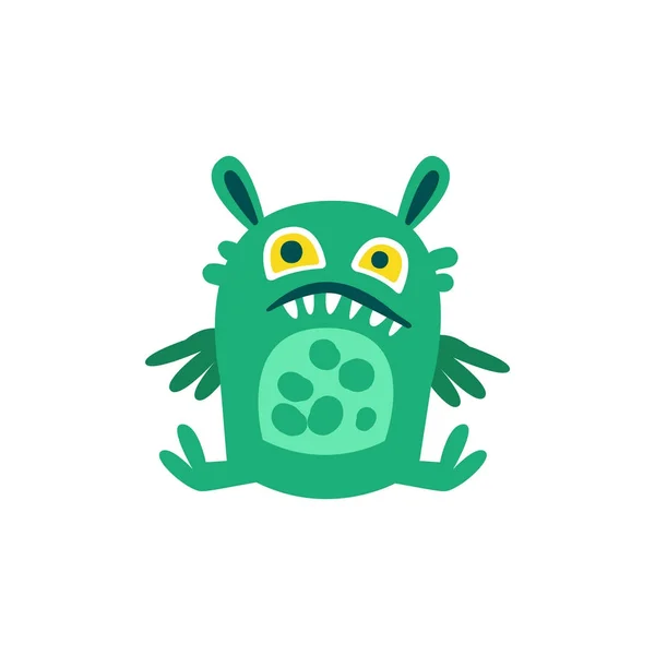 Grappige groene cartoon monster — Stockvector