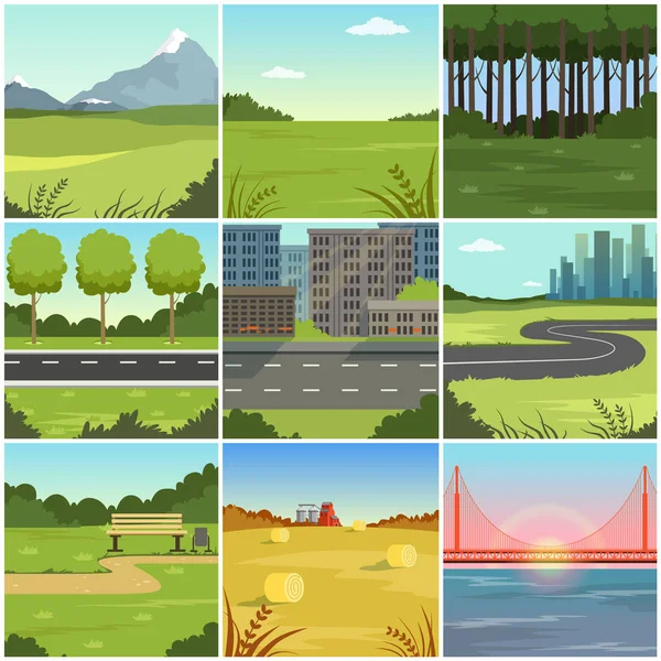 Küme farklı doğal yaz manzaraları