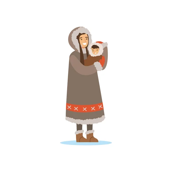 Chukchi femme en costume traditionnel — Image vectorielle