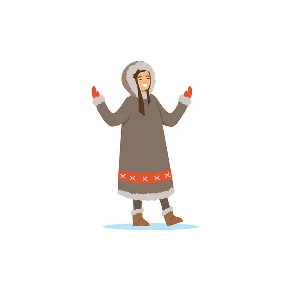 Çukçi kadın geleneksel kostüm — Stok Vektör