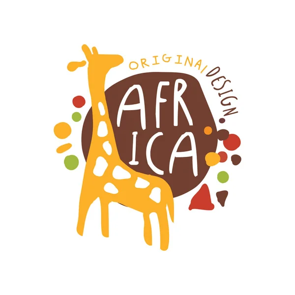 Logotipo africano original com girafa fofa — Vetor de Stock