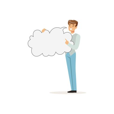 adam karakter boş mesaj panosu ile