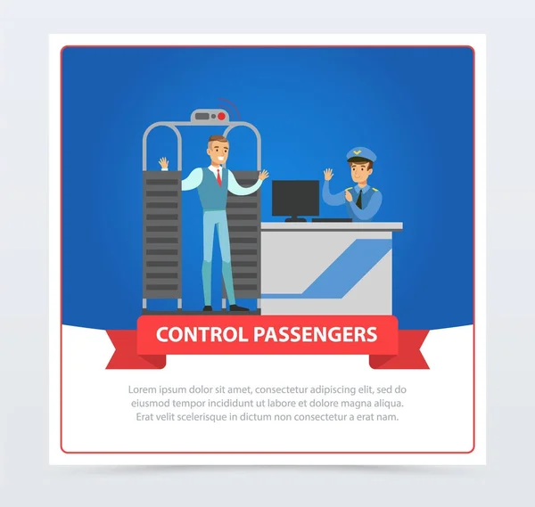 Контроль пассажиров в аэропорту — стоковый вектор