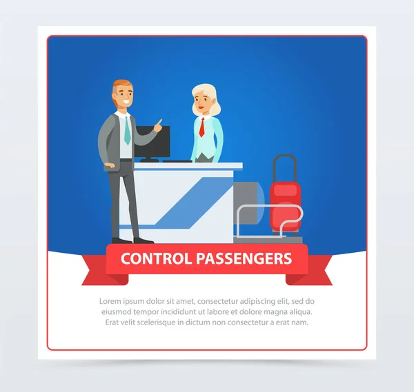 Contrôler les passagers à l'aéroport — Image vectorielle