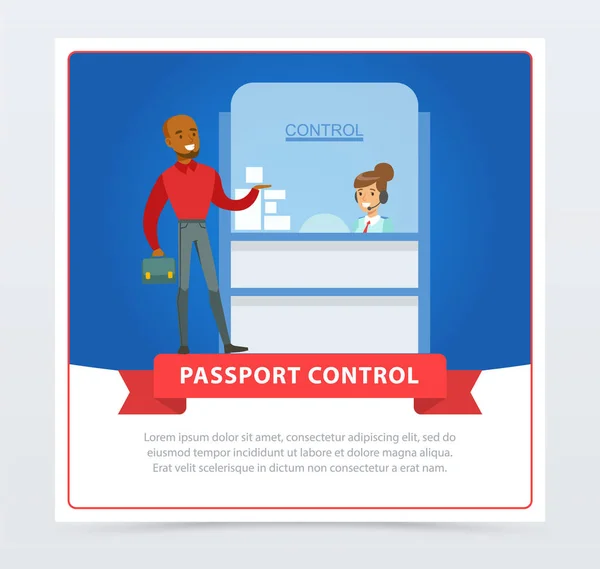 Passkontrollen på flygplatsen — Stock vektor