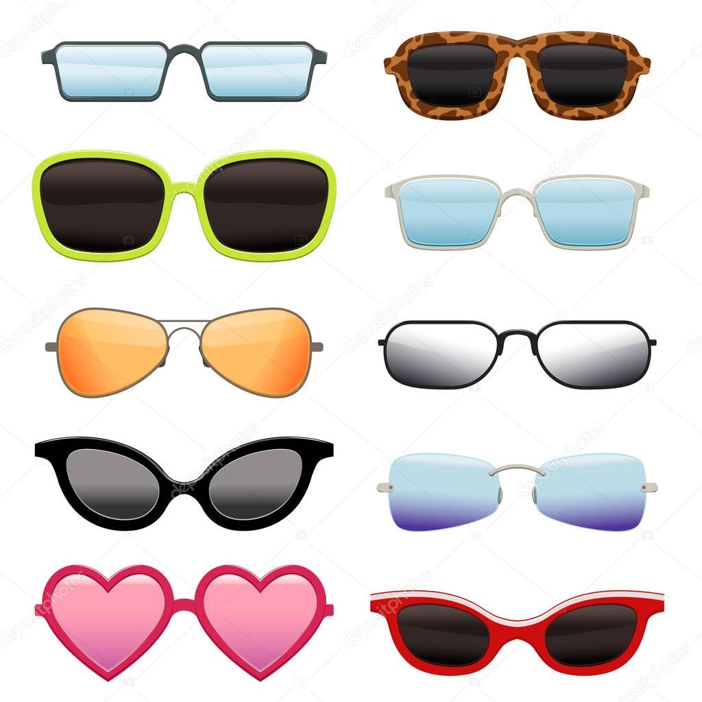 Set of different sun glasses