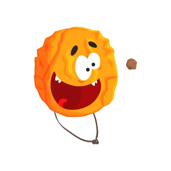 変な顔漫画ベクトル図のヒト化金星惑星文字、オレンジ球はかわいい — ストックベクタ