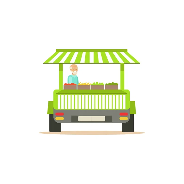 平街新鲜食品车与新鲜的食物 — 图库矢量图片