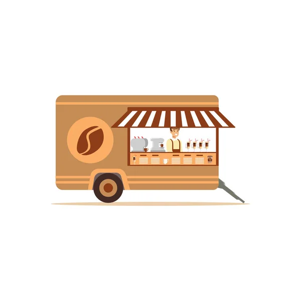 Plochá pouliční jídlo vozík s kávou — Stockový vektor