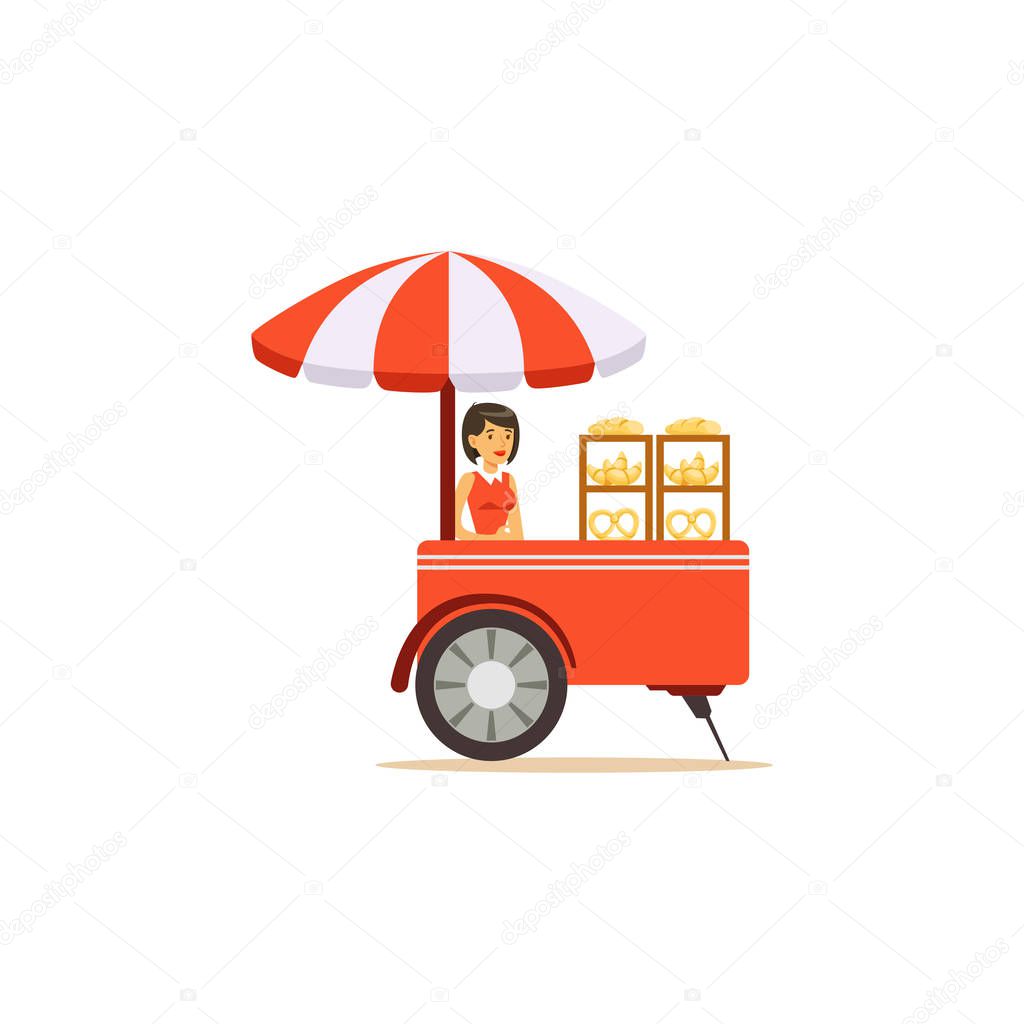 Flat street food cart with sweet buns
