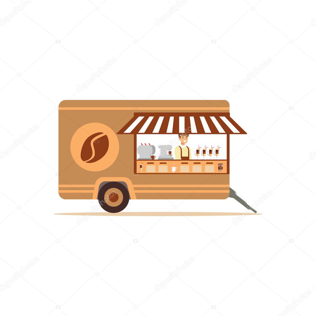 Flat street food cart with coffee
