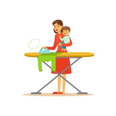 Süper anne çocuk, giyim Ütü ile