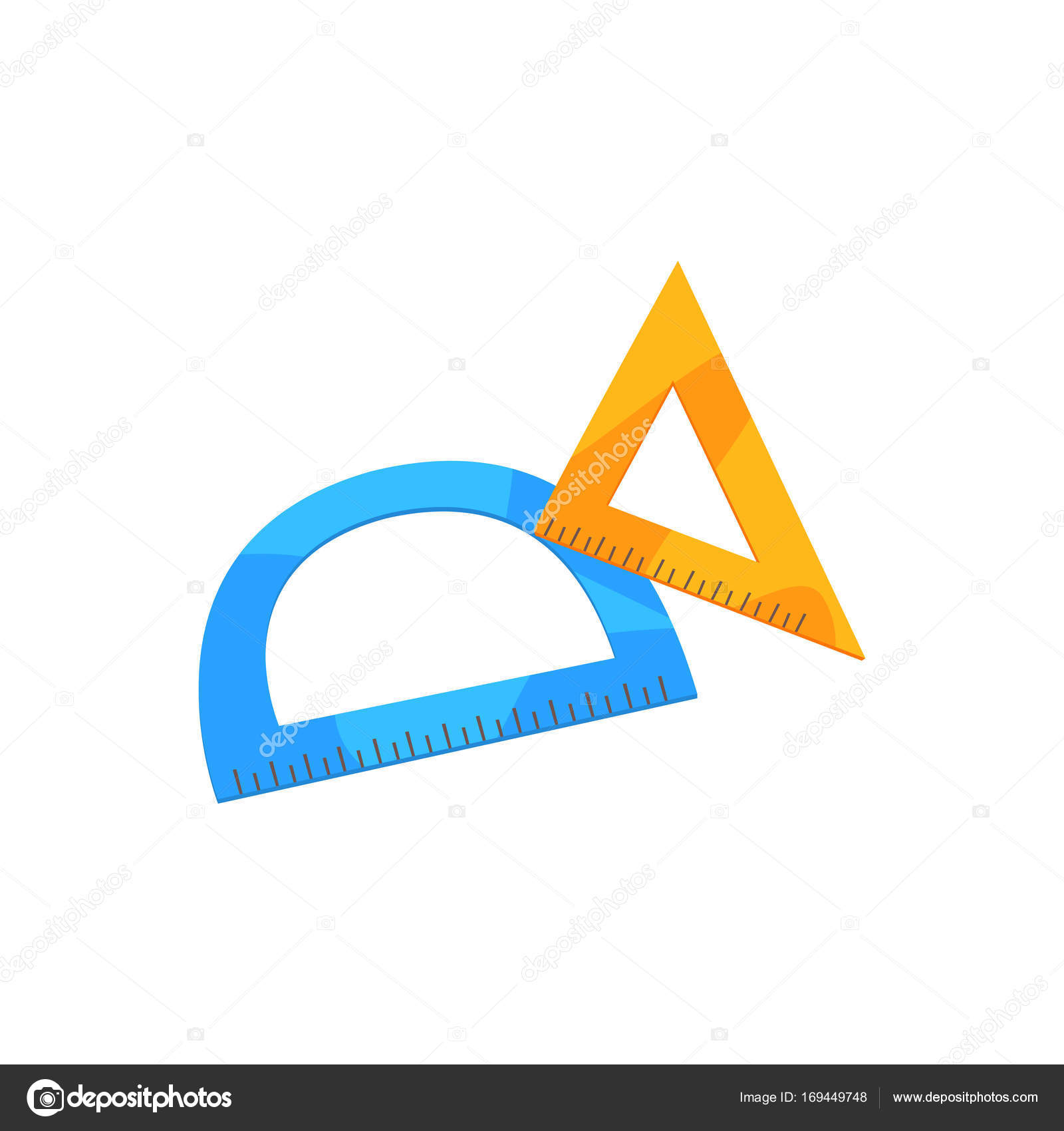 Protractor and triangular ruler cartoon vector Illustration Stock ...