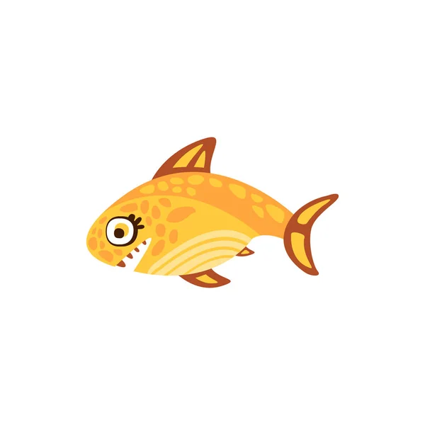 Peixe amarelo bonito, criatura marinha vetor desenhado à mão Ilustração — Vetor de Stock