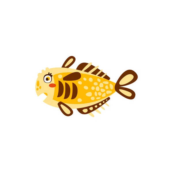 Mignon poisson jaune dessiné à la main vecteur Illustration — Image vectorielle