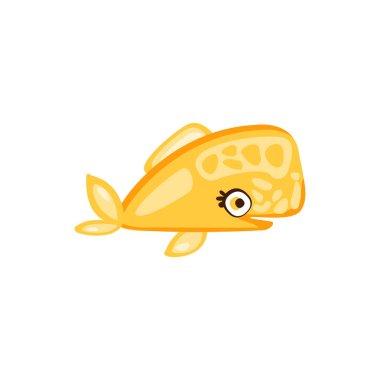 Sevimli sarı balık, deniz yaratık el çizilmiş vektör çizim