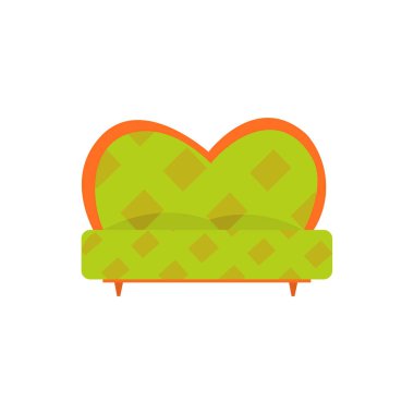 Yeşil retro koltuk veya kanepe, oturma odası veya ofis iç, mobilya gevşeme karikatür vektör çizim için