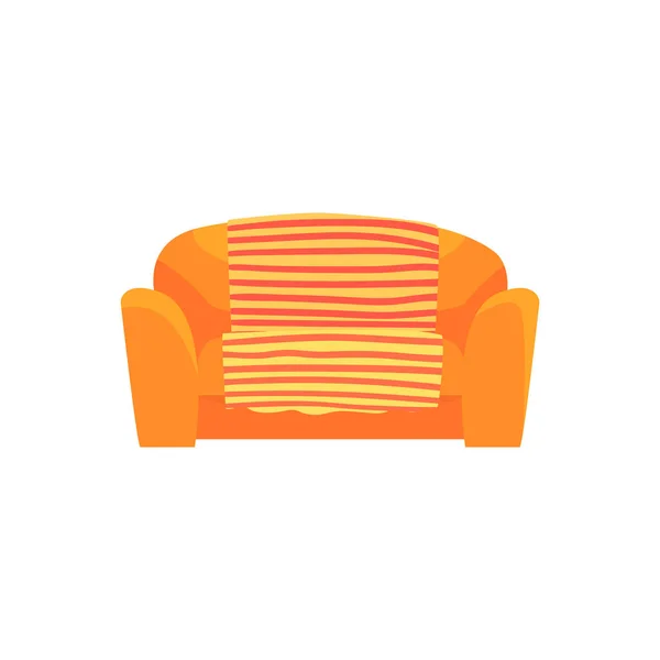 Sofá naranja, sala de estar o interior de la oficina, muebles para la relajación vector de dibujos animados Ilustración — Vector de stock