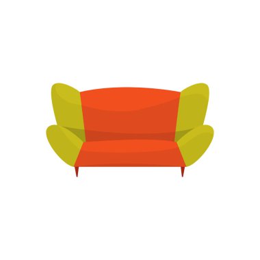 Renkli modern kanepe, oturma odası veya ofis iç, mobilya gevşeme karikatür vektör çizim için
