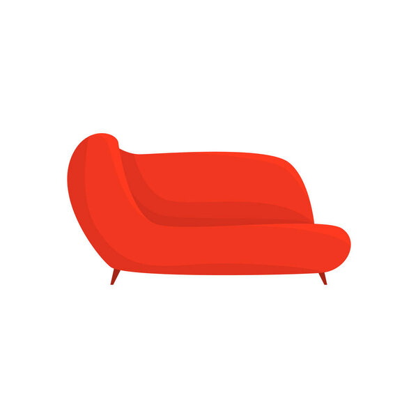 Red couch, living room or office interior, furniture for relaxation cartoon vector Illustration