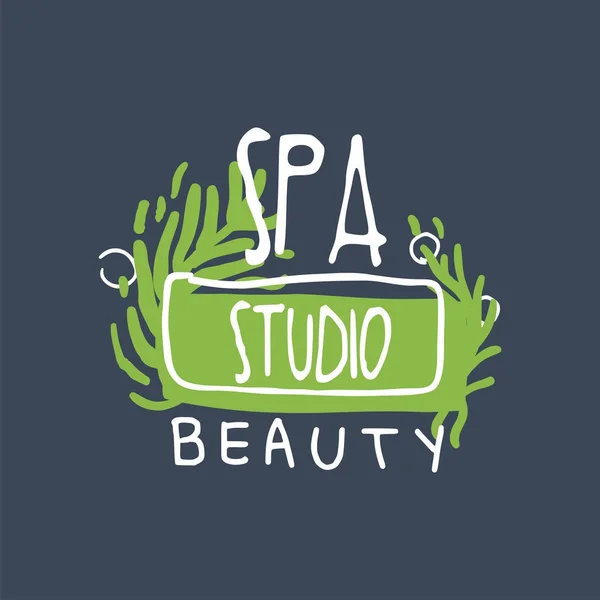 Spa, diseño del logotipo del estudio de belleza, emblema para el bienestar, centro de yoga dibujado a mano vector ilustración — Vector de stock