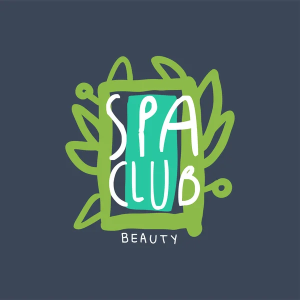 Spa and beauty club logo, emblem for wellness, yoga center, health and cosmetics label, hand drawn vector Illustration — Stock Vector
